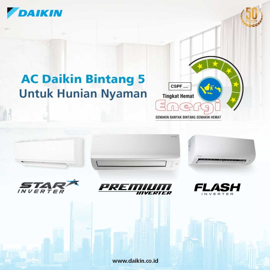 Daikin AC Wall Mounted Split Inverter Star Thailand 2 PK - FTKC50TVM4 | FTKC50